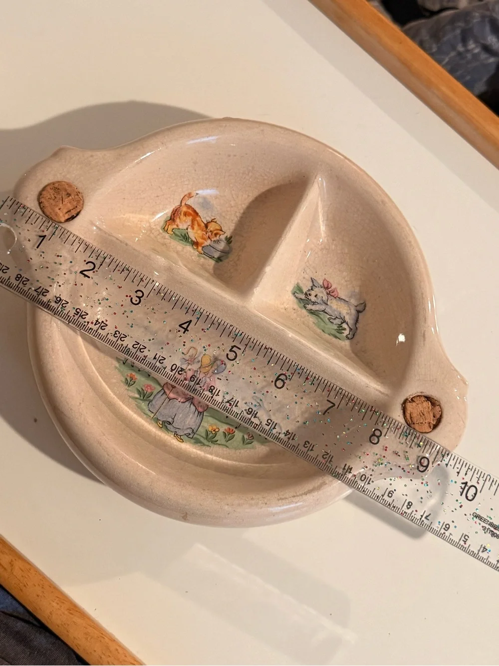 Vintage Divided Ceramic Serving Dish Cottagecore Farm